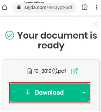 opção de download