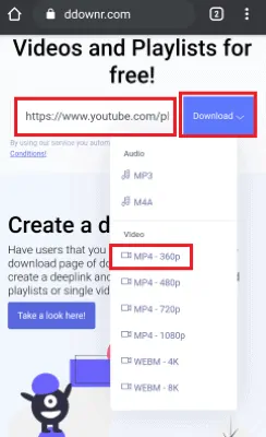 selecione o formato de vídeo