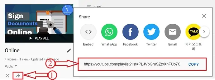 Copie o URL do vídeo do YouTube
