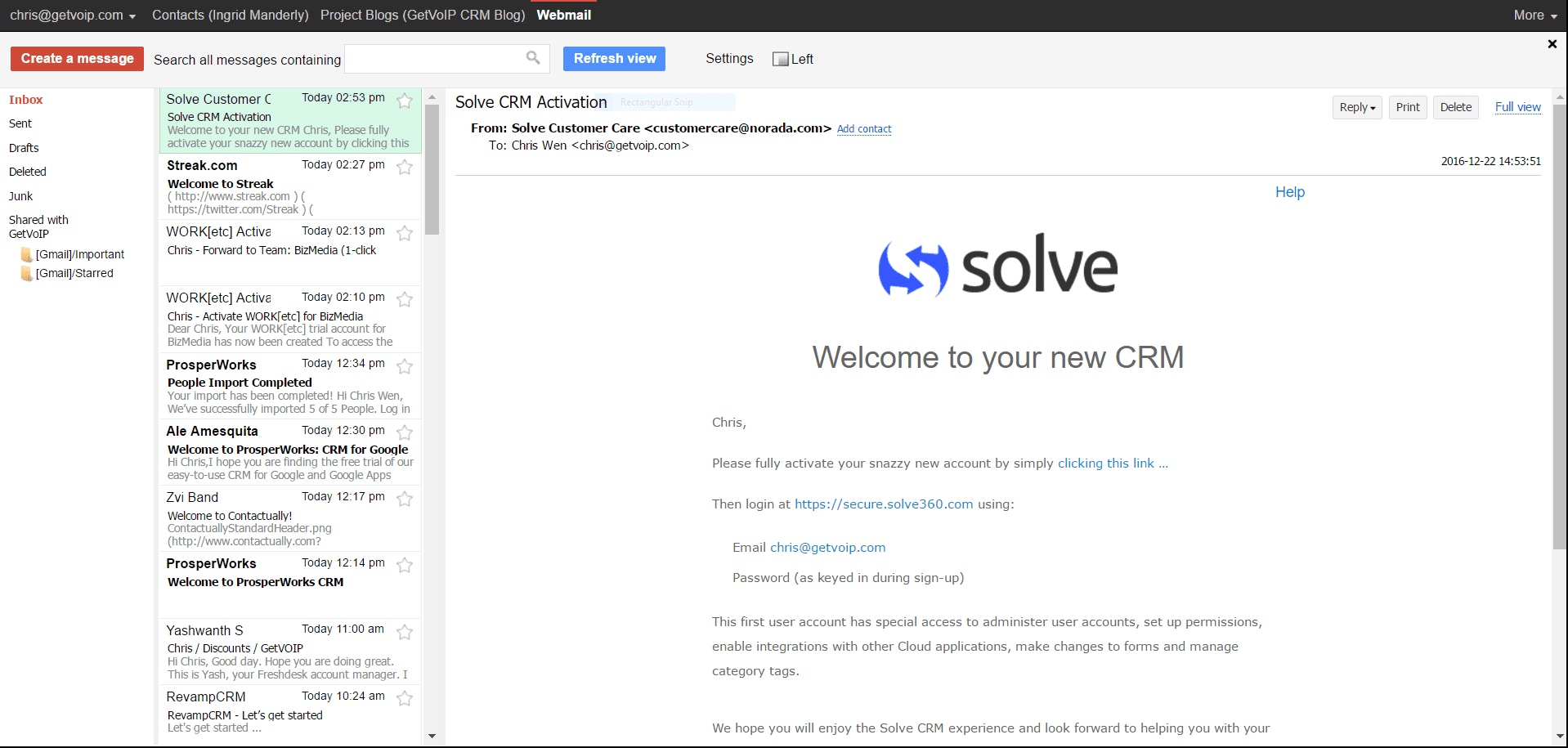 Risolvi lo screenshot dell'integrazione di Gmail a 360 gradi