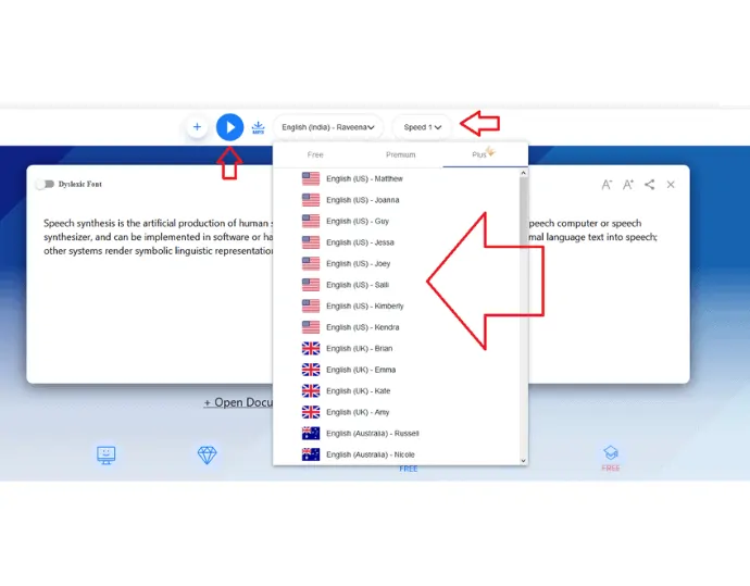 Paso 3 Seleccione el idioma, configure la velocidad y reproduzca