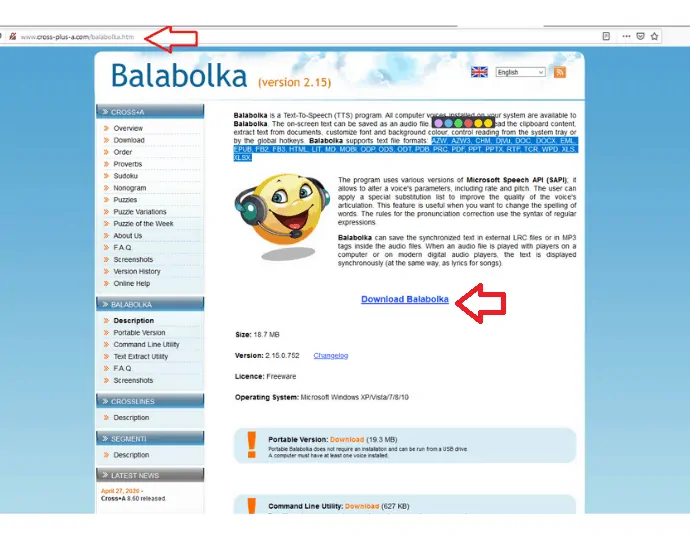 Paso 1 Descargue e instale Balabolka desde el sitio web oficial.