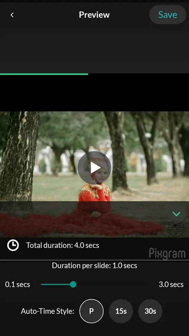 Pembuat slideshow Pixgram menambahkan durasi waktu slide