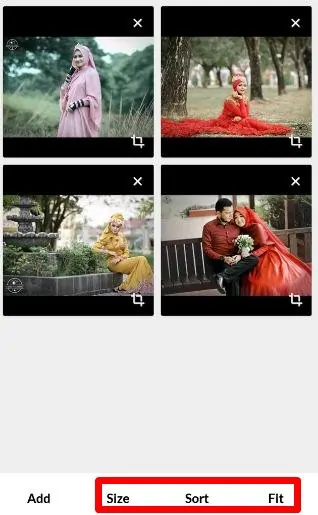 Pembuat tayangan slide Pixgram menyesuaikan pengaturan