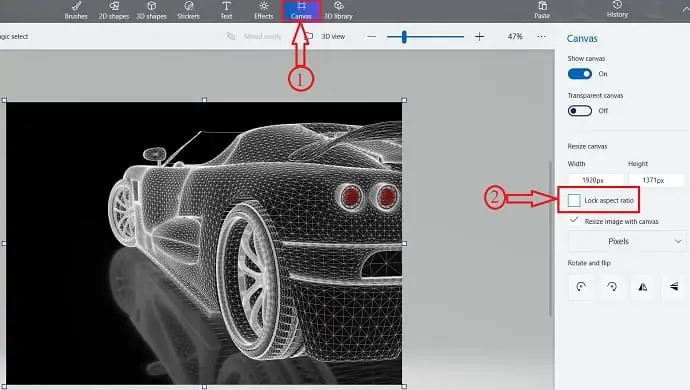 Соотношение сторон в Paint 3D