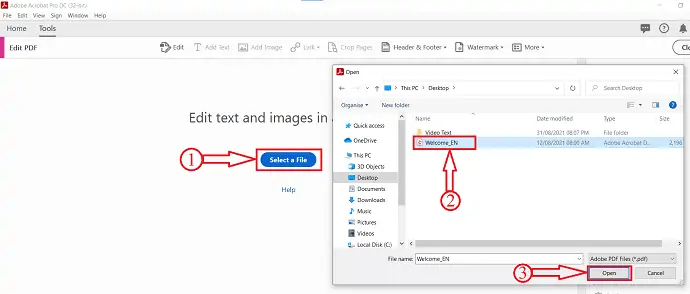 Importación de archivos en Adobe Acrobat DC