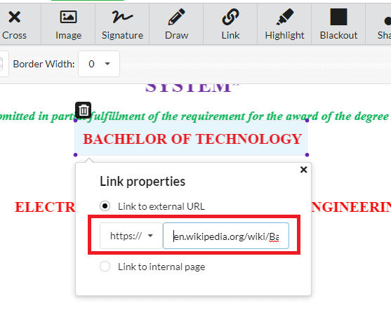Propiedades de enlace - DocFly