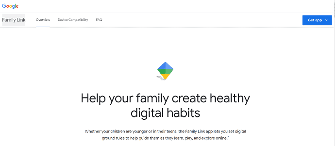 Google Family Link 主頁