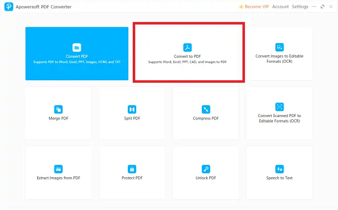 اختيار التحويل إلى PDF أوبيتون