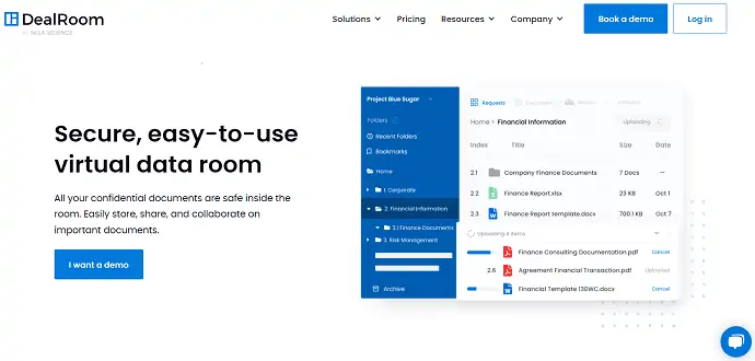 Pagina iniziale di DealRoom