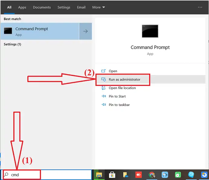 eseguire il prompt dei comandi come amministratore