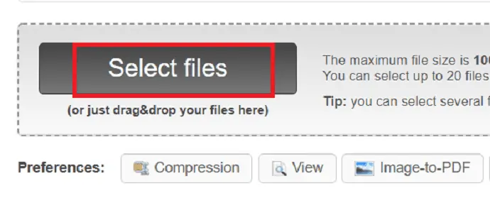 fare clic sull'opzione Seleziona file.