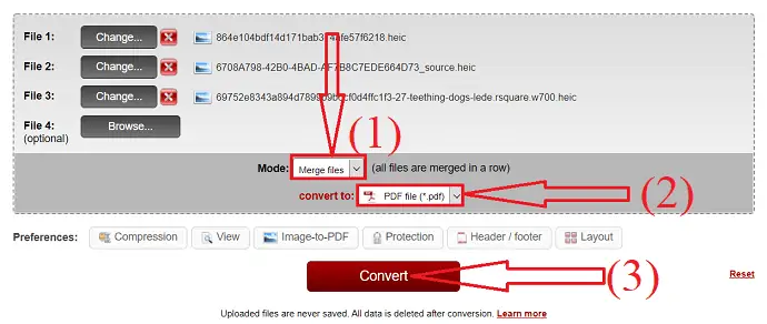 Fare clic sull'opzione di conversione