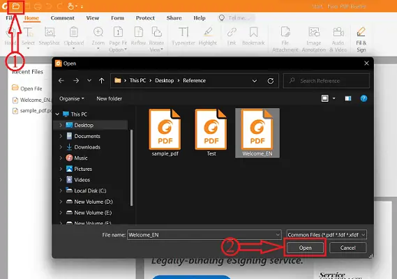 Foxit Reader-Importoption