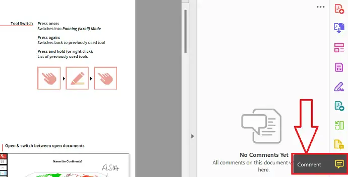 Kommentaroption in Adobe Acrobat Dc