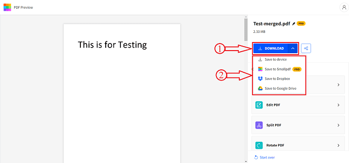 Laden Sie die Datei von SMallPDF herunter