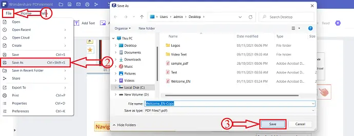 Speicheroption in Wondershare PDFelement