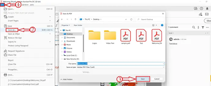 PDF in Adobe Acrobat DC speichern