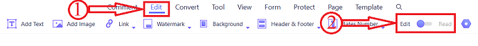Bearbeitungsoption in Wondershare PDFelement
