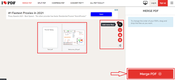 PDF in IlovePDF zusammenführen