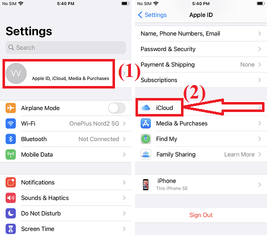 Daten in iCloud sichern