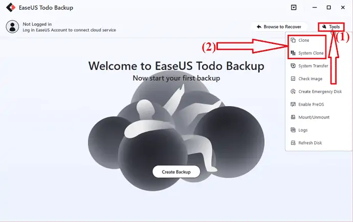 โคลนดิสก์โดยใช้ EaseUS Toto Backup
