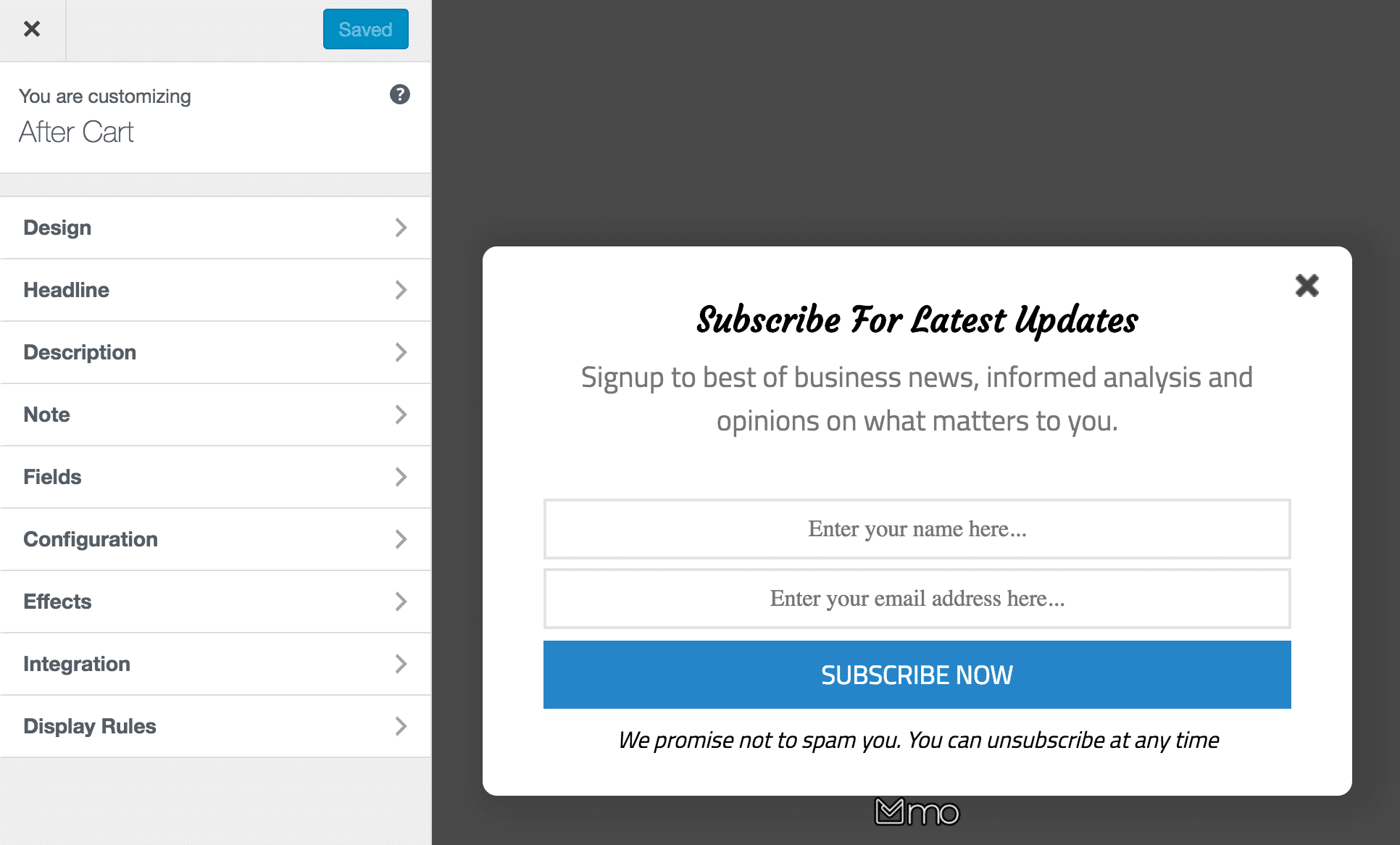 mailoptin form oluşturucu