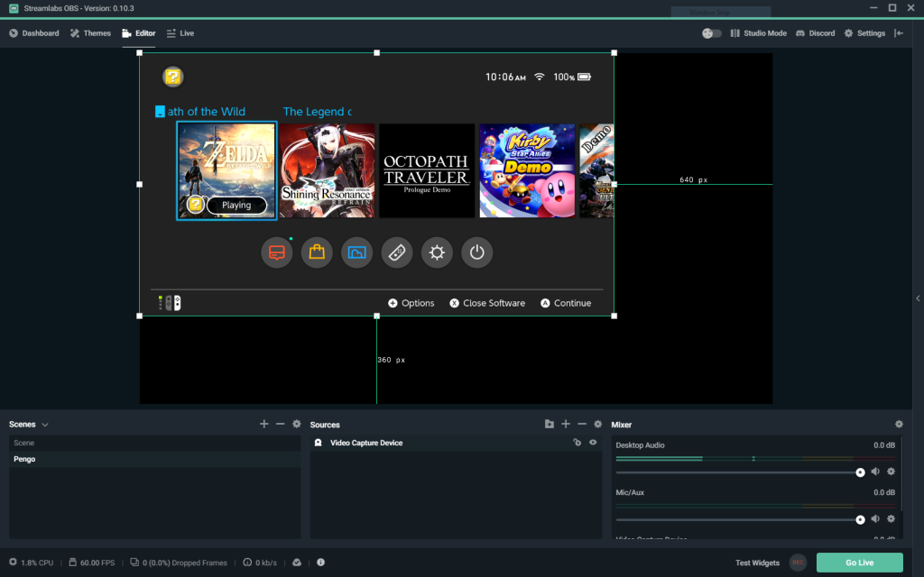 Pengo HDMI Grabber in Streamlabs OBS