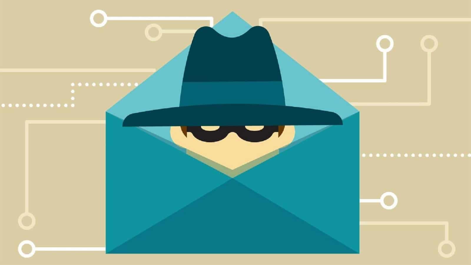 malware dan ransomware ditampilkan sebagai pencuri dalam amplop