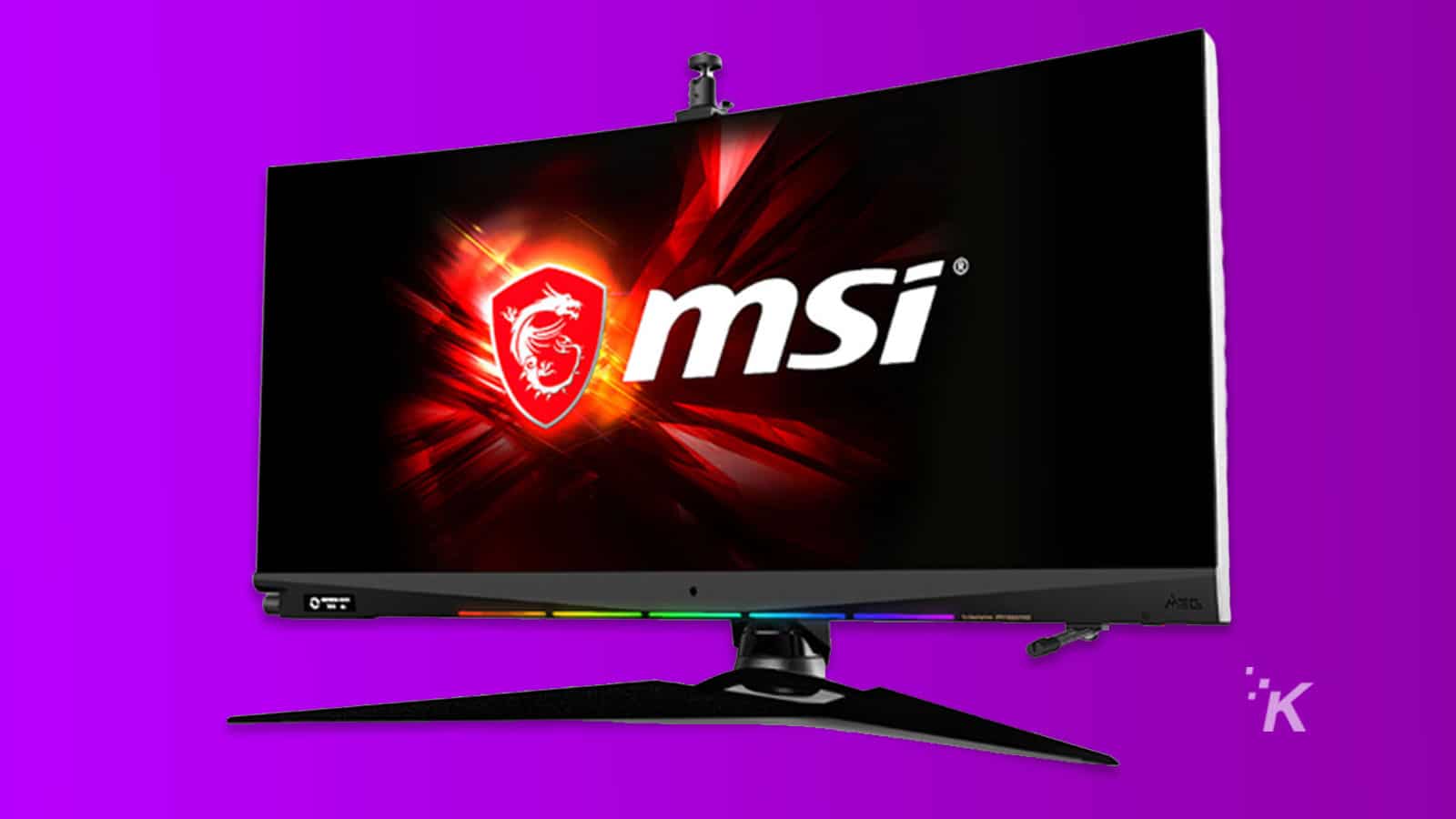 擋板上帶小屏幕的 MSI 顯示器
