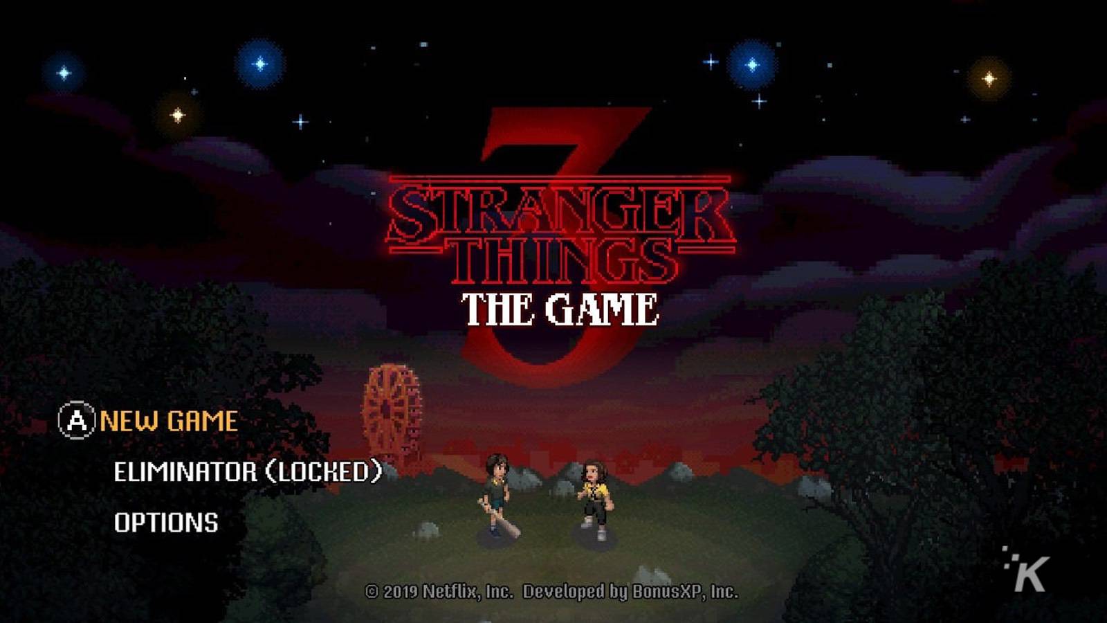 juego de pantalla de título de cosas extrañas 3