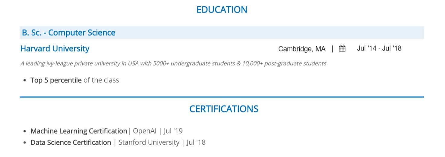 数据科学简历示例