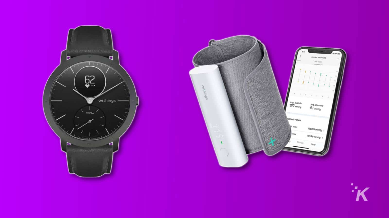 withingshrスチールスマートウォッチとbpmは父の日の血圧計を接続します