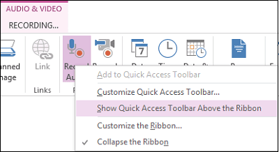 OneNoteのオーディオおよびビデオの記録