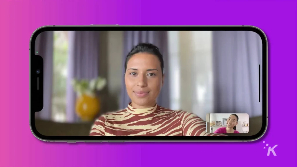 facetime su iOS 15 che mostra la nuova modalità ritratto
