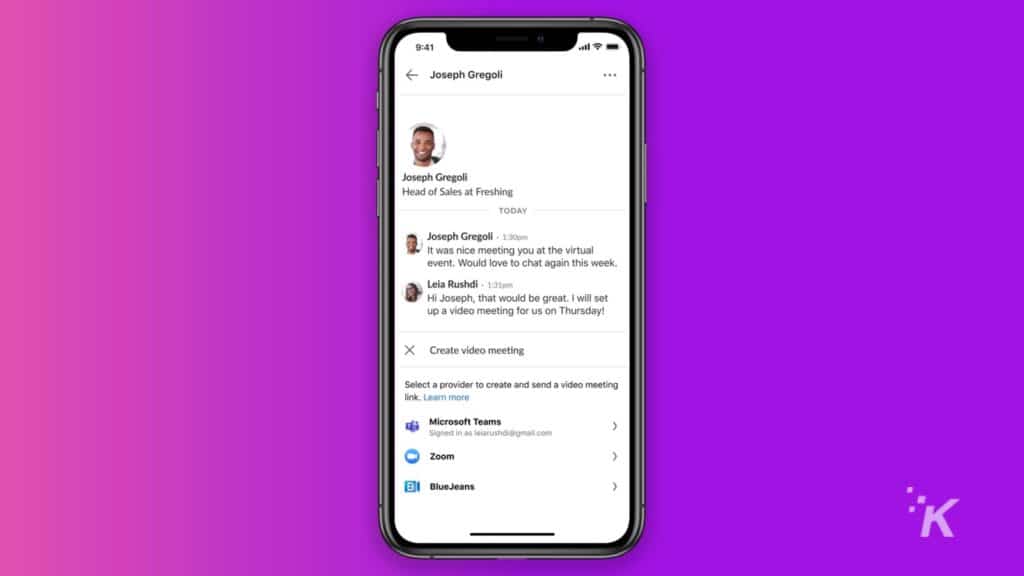 การประชุม LinkedIn บน iphone