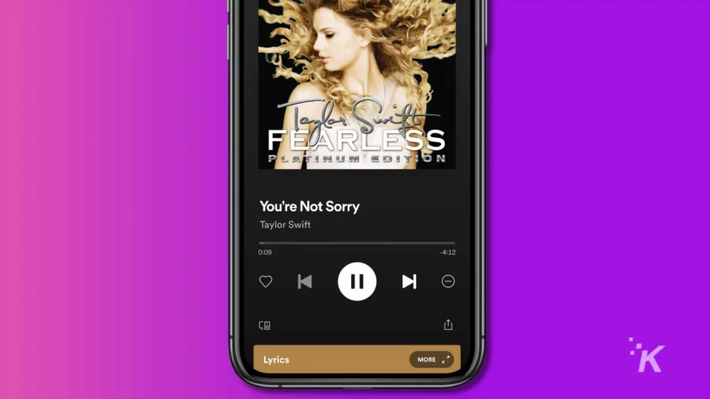 Spotify app เนื้อเพลง