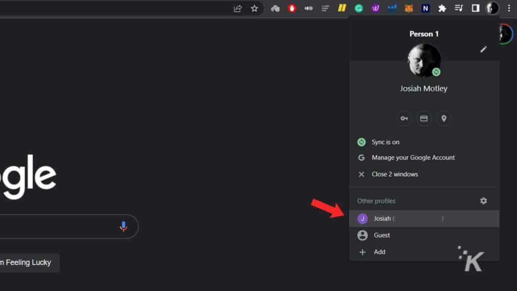 ganti profil di browser
