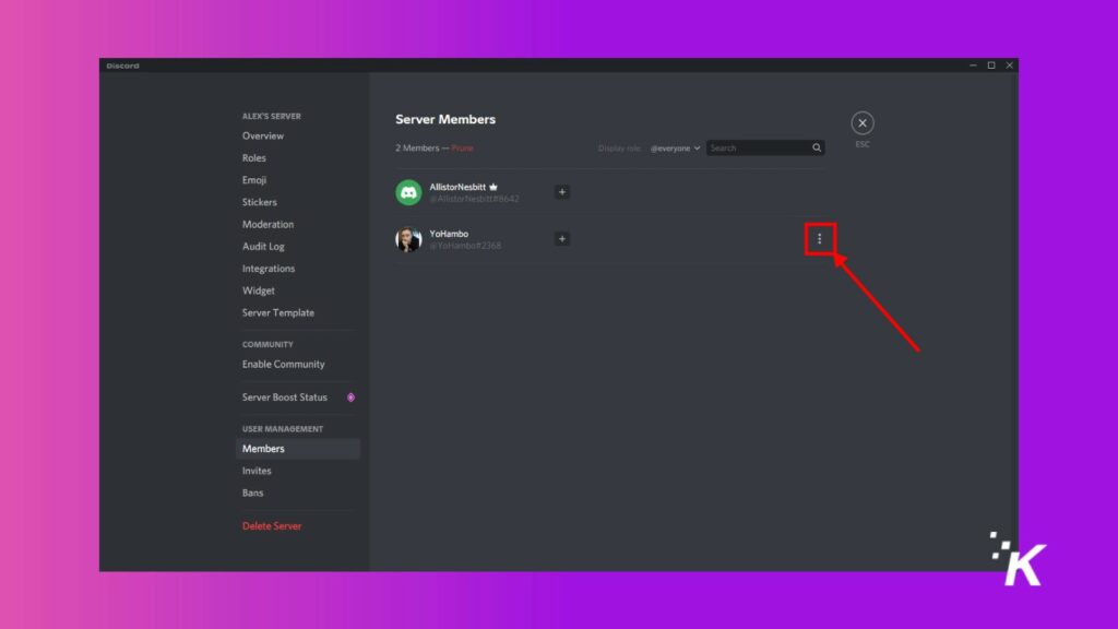 servidor de discórdia editar membros