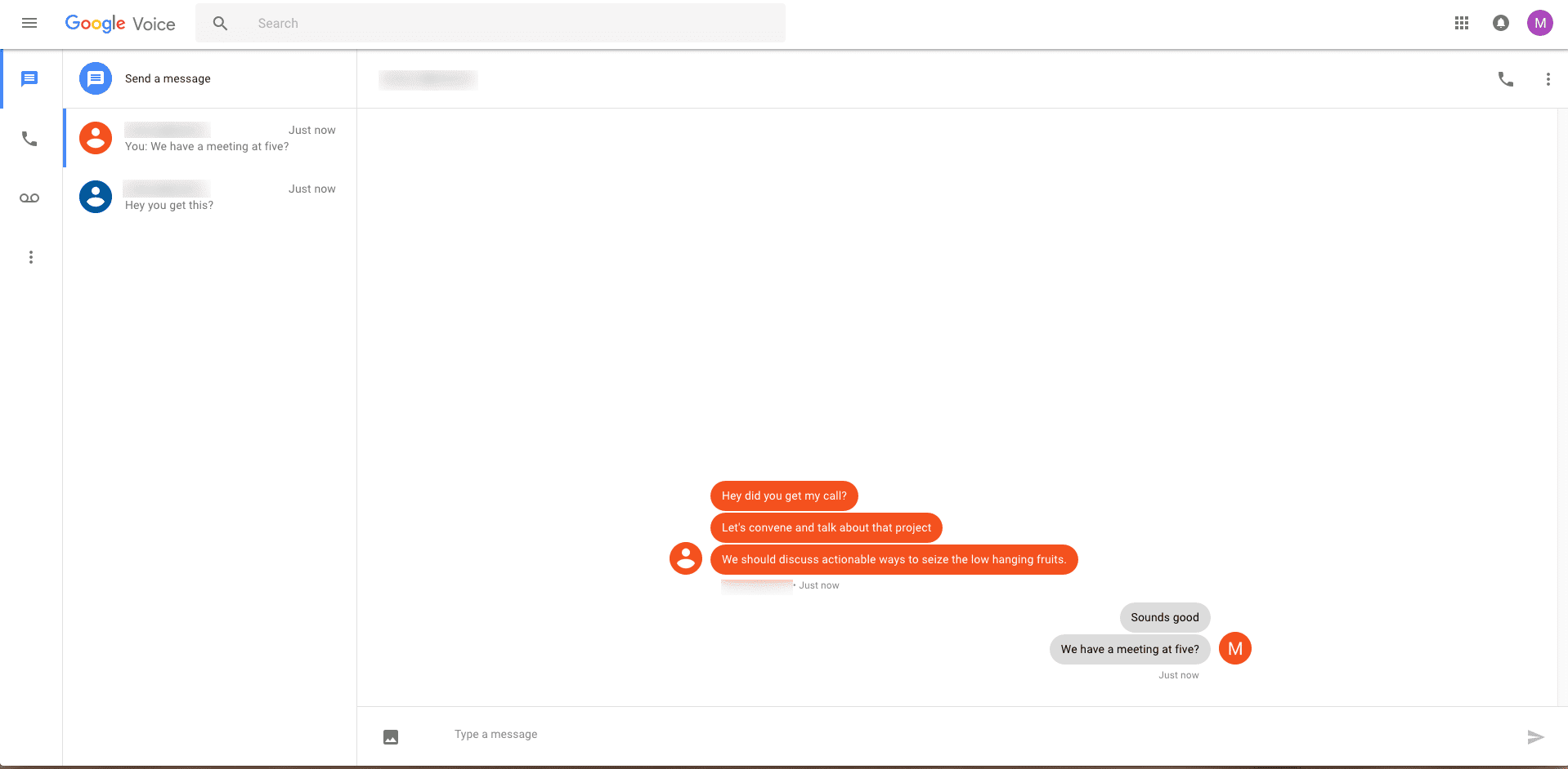 Zrzut ekranu Google Voice