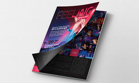 Apertura della copertina del mockup della rivista
