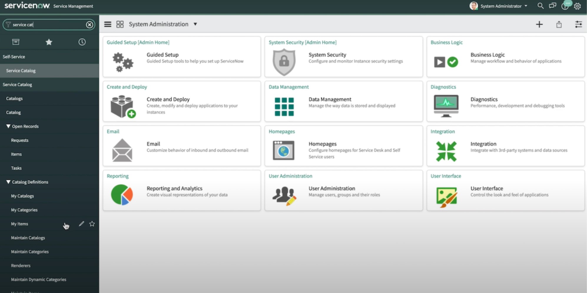 ServiceNow 管理员仪表板