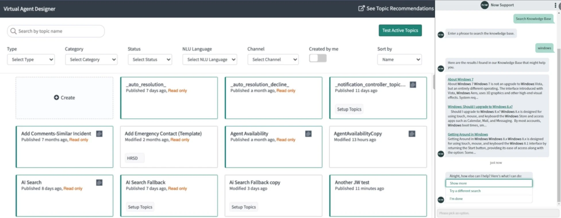 ServiceNow 虚拟代理设计器