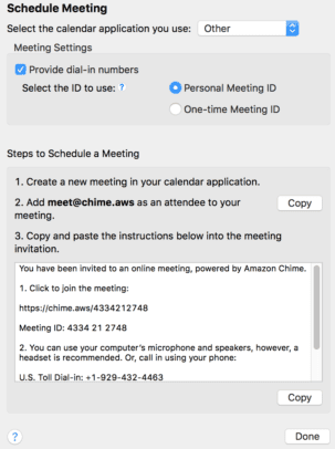 Riunione del programma di Amazon Chime