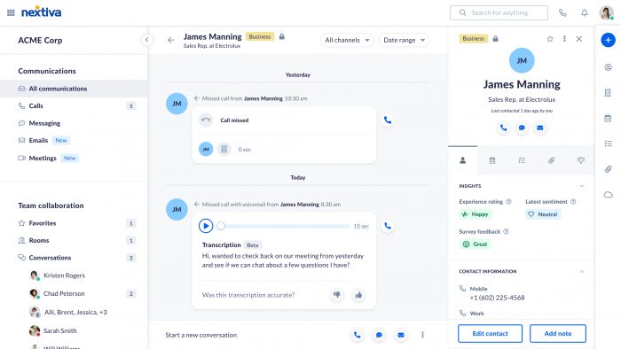 История звонков Nextiva Workhub, Новости GetVoIP
