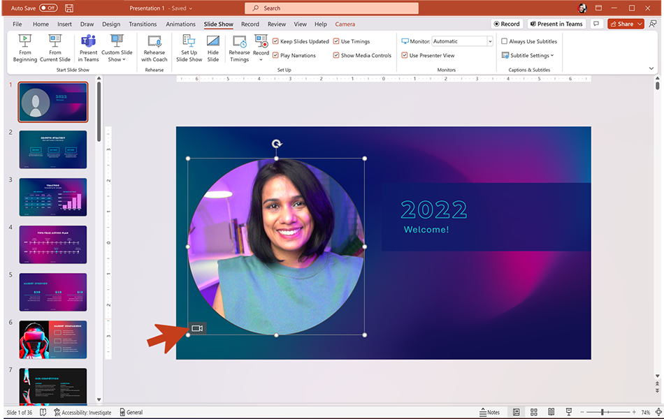 Capture d'écran du nouvel outil Cameo de Microsoft Teams