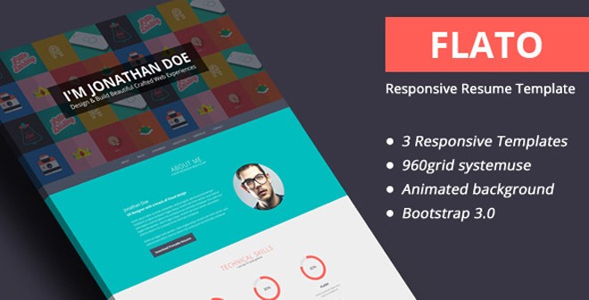 Freebie - Flato Responsive Online Düz CV ve Özgeçmiş Şablonları