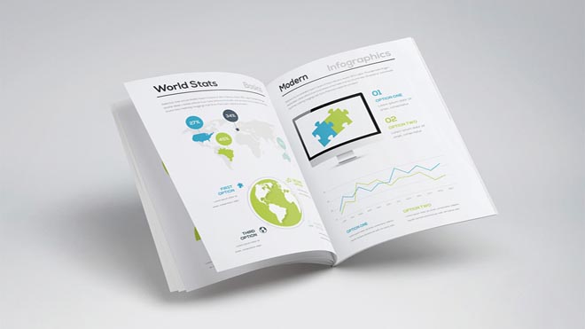 Modello di brochure infografica gratuito di alta qualità