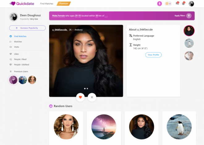 QuickDate - A melhor plataforma de namoro PHP