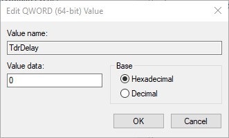 Type TdrDelay as the DWORD